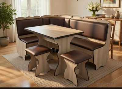 VIRTUVINIS KAMPAS "LORDAS" (VINILAS) KOMPLEKTE SU SUDEDAMU STALU+2 TABURETĖS 